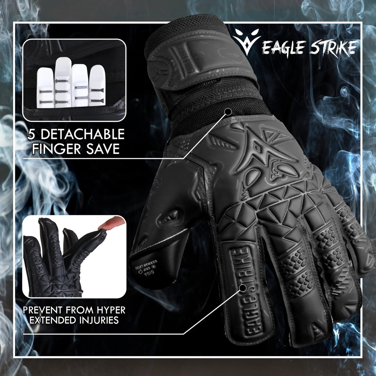 Goalkeeper Gloves – Finger Protection - Black