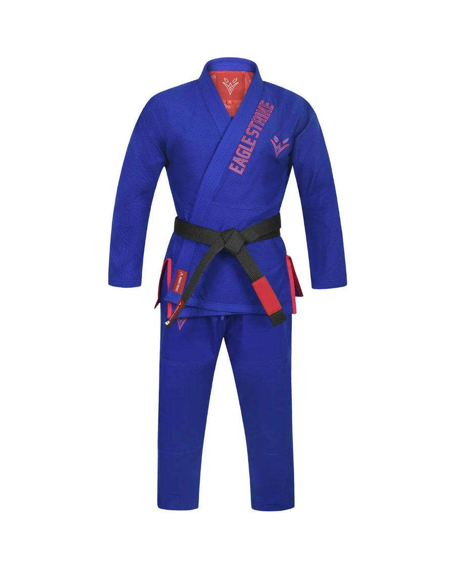 Eagle Strike Premium BJJ Gi – Jiu Jitsu Gi Soft Lightweight Martial Arts Uniform 100% Cotton – Kids & Adults – Blue