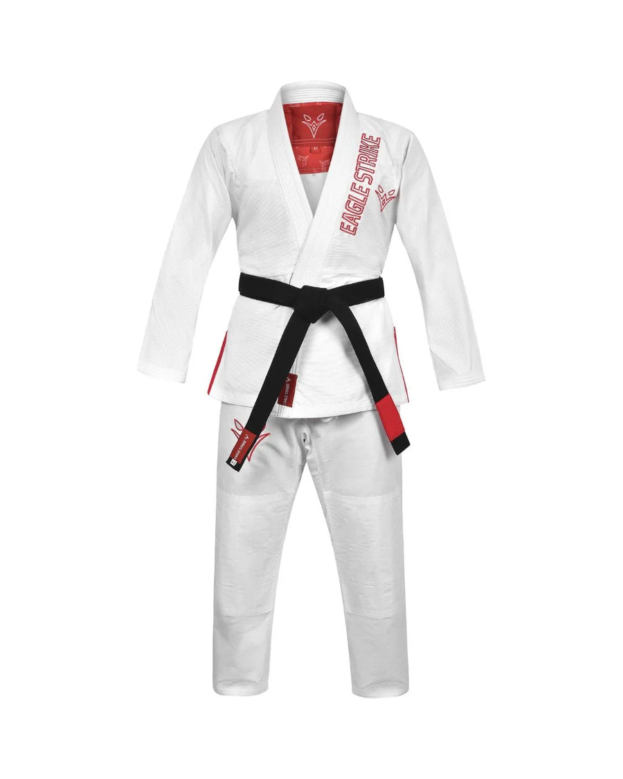Eagle Strike Premium BJJ Gi – Jiu Jitsu Gi Soft Lightweight Martial Arts Uniform 100% Cotton – Kids & Adults – White
