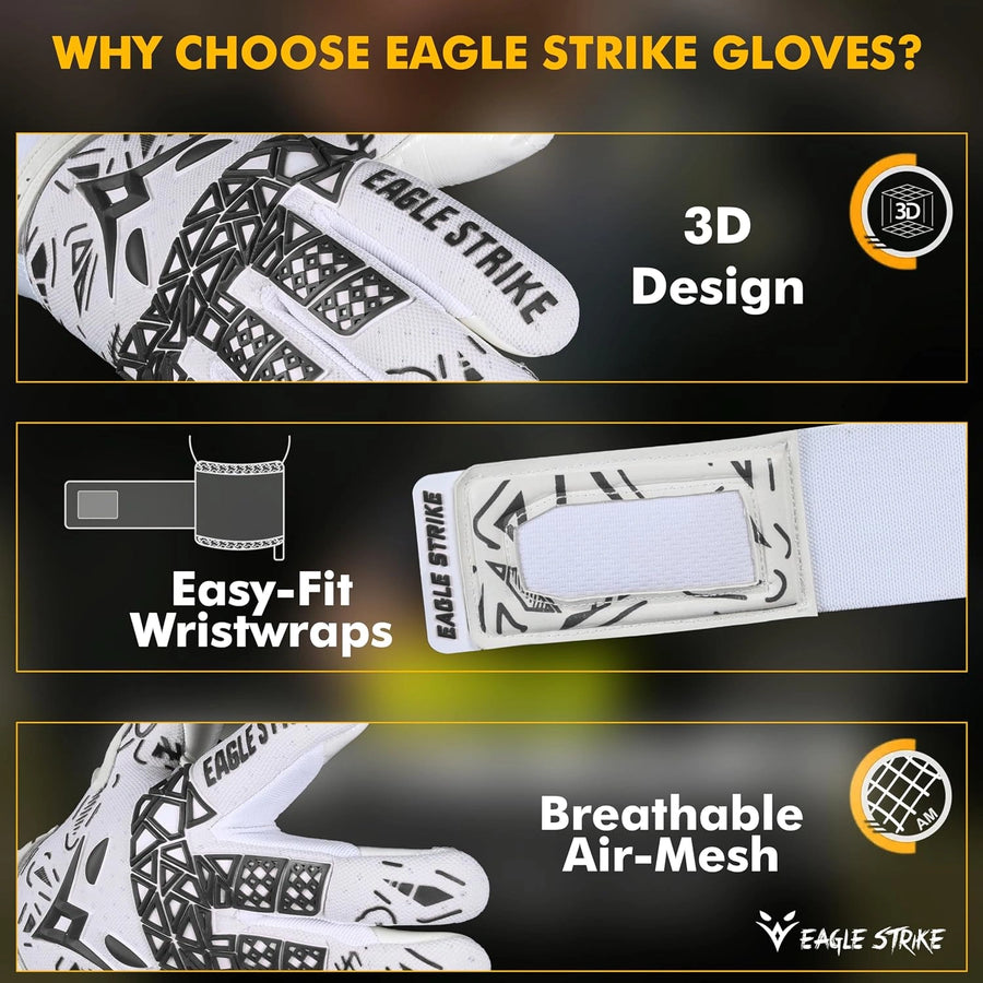 Soccer Goalie Gloves - Extreme Grip German Sticky Latex & Built-in Finger Spines Pro-Level Gloves