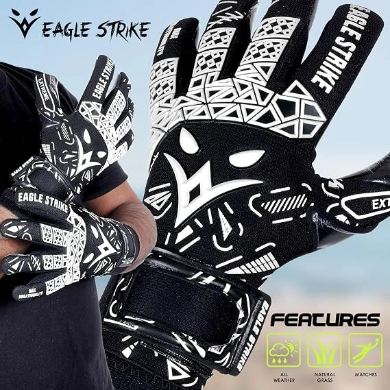 Soccer Goalie Gloves - Extreme Grip German Sticky Latex & Built-in Finger Spines Pro-Level Gloves