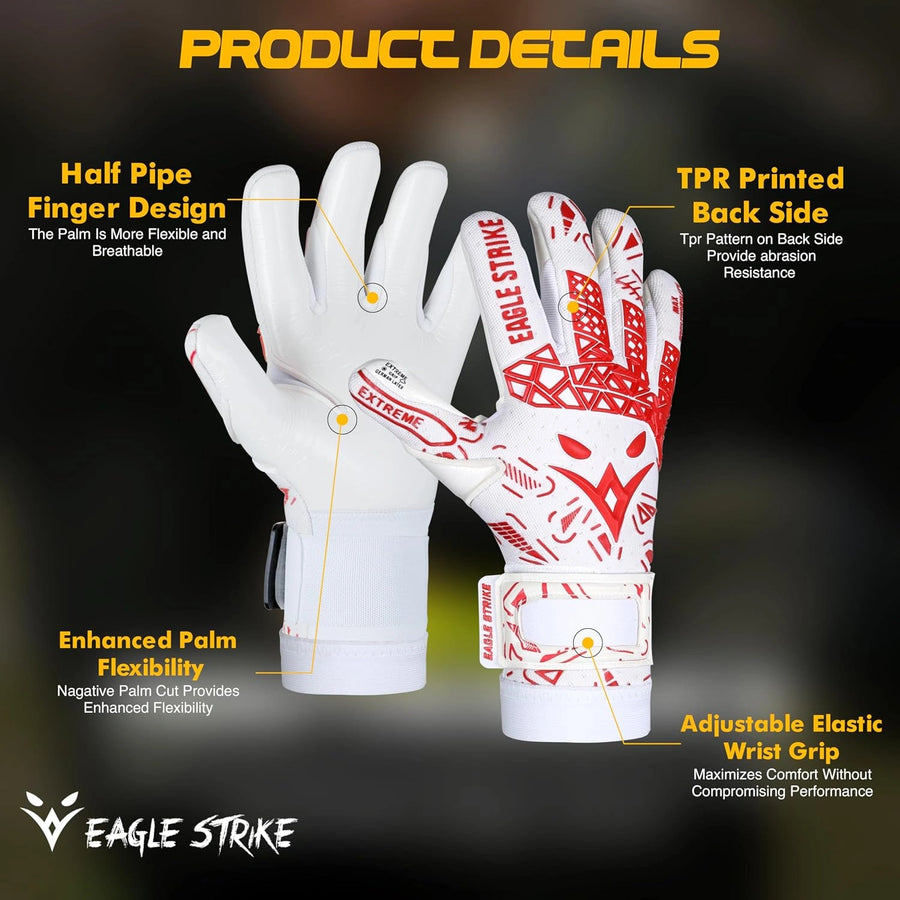 Soccer Goalie Gloves - Extreme Grip German Sticky Latex & Built-in Finger Spines Pro-Level Gloves