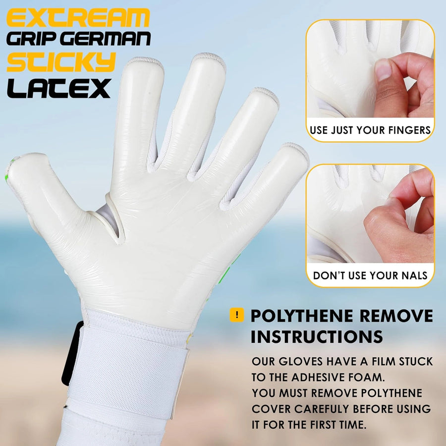 Soccer Goalie Gloves - Extreme Grip German Sticky Latex & Built-in Finger Spines Pro-Level Gloves