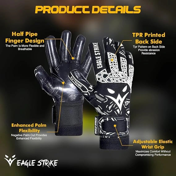 Soccer Goalie Gloves - Extreme Grip German Sticky Latex & Built-in Finger Spines Pro-Level Gloves