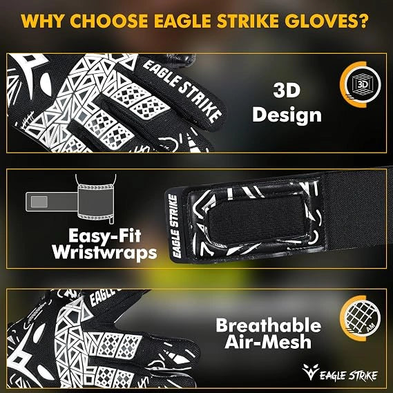 Soccer Goalie Gloves - Extreme Grip German Sticky Latex & Built-in Finger Spines Pro-Level Gloves