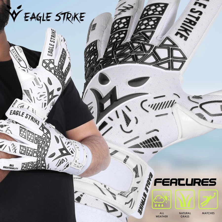 Soccer Goalie Gloves - Extreme Grip German Sticky Latex & Built-in Finger Spines Pro-Level Gloves