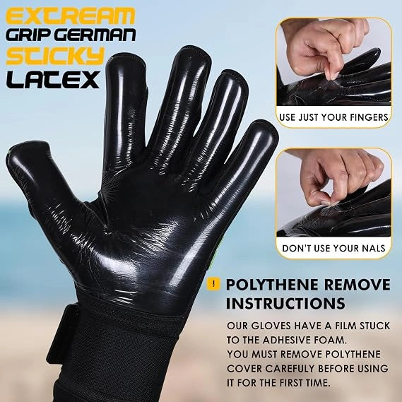 Soccer Goalie Gloves - Extreme Grip German Sticky Latex & Built-in Finger Spines Pro-Level Gloves