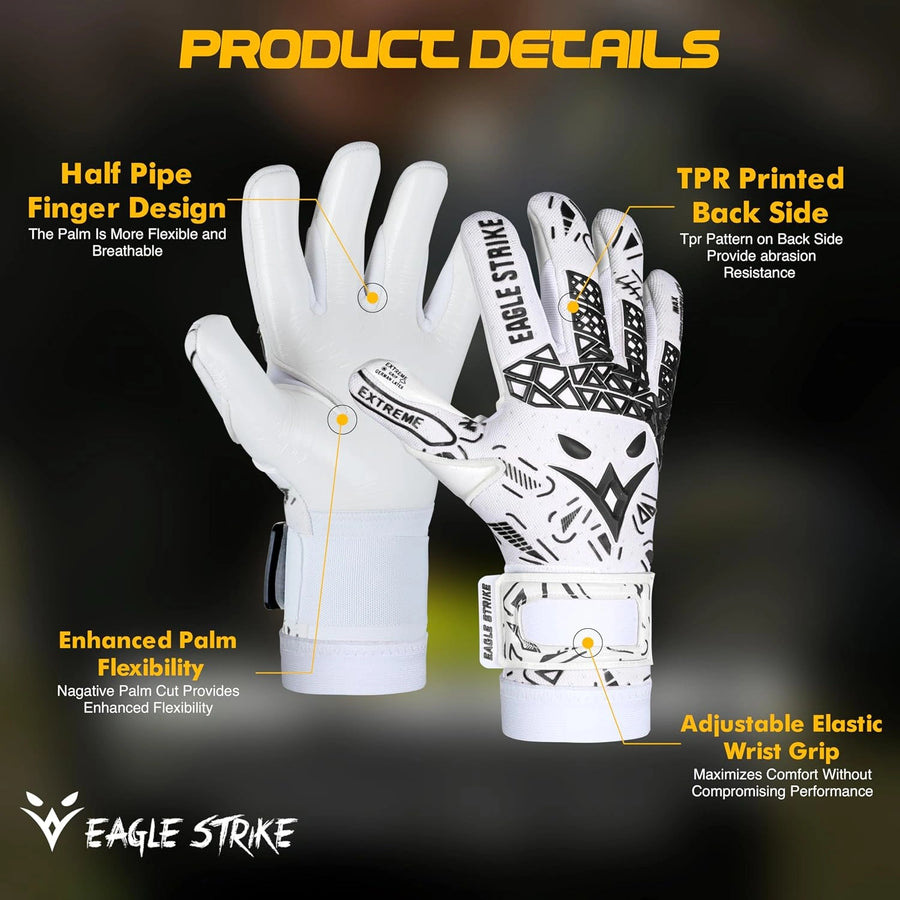 Soccer Goalie Gloves - Extreme Grip German Sticky Latex & Built-in Finger Spines Pro-Level Gloves