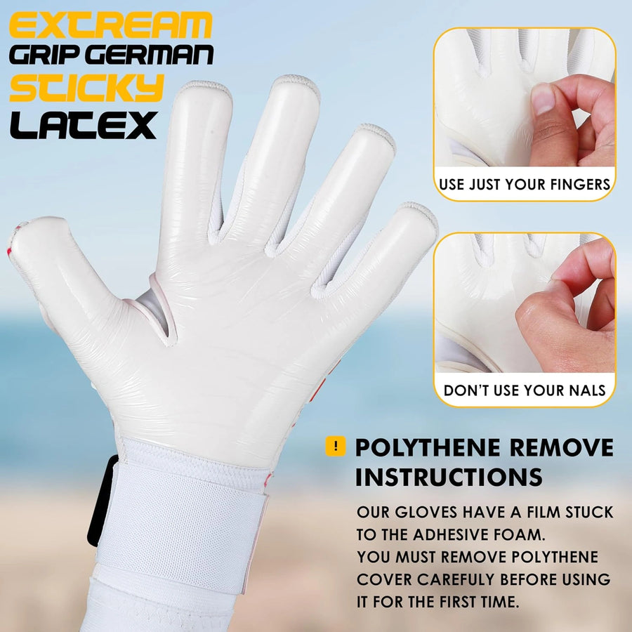 Soccer Goalie Gloves - Extreme Grip German Sticky Latex & Built-in Finger Spines Pro-Level Gloves