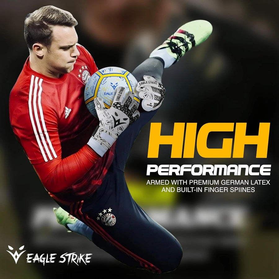 Soccer Goalie Gloves - Extreme Grip German Sticky Latex & Built-in Finger Spines Pro-Level Gloves