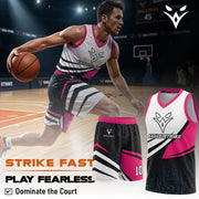 Eagle Strike Basketball Jersey Kids Basketball 2-Piece, Adult Basketball kit Sleeveless Breathable Moisture-Wicking Fabric, Adult & Youth Sizes (UAE/KSA, Age, 10 Years, D2 Pink) (Copy)